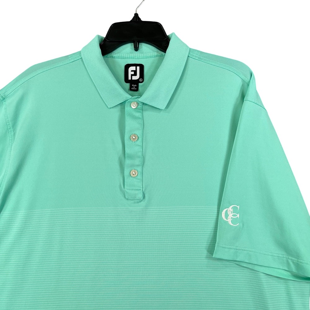 Coosaw Creek Golf Club FootJoy Performance Polo Shirt Mens XL Mint Green Striped